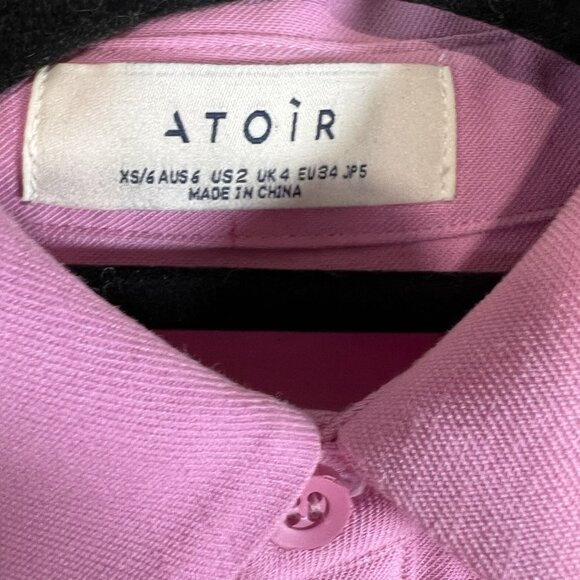 Atoir The Pluto Shirt Cropped Button Up Pink Top Women’s Size 2 asymmetrical - Picture 5 of 7